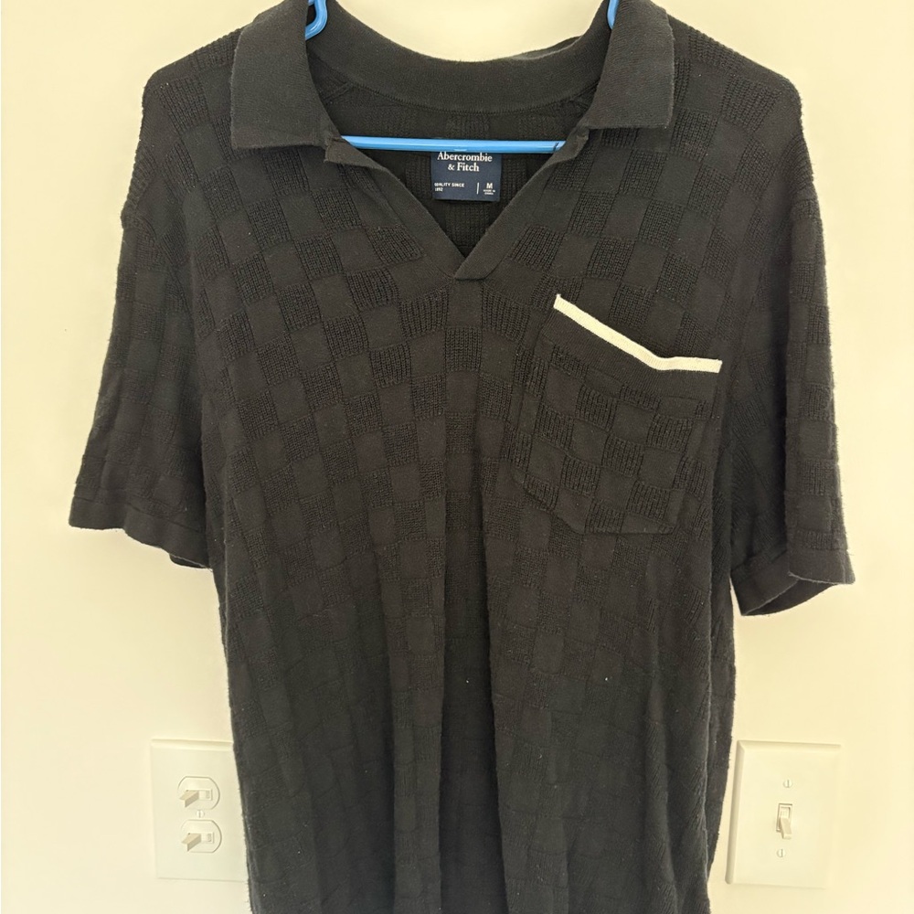 Abercrombie & Fitch Dark Checkered Knit Polo